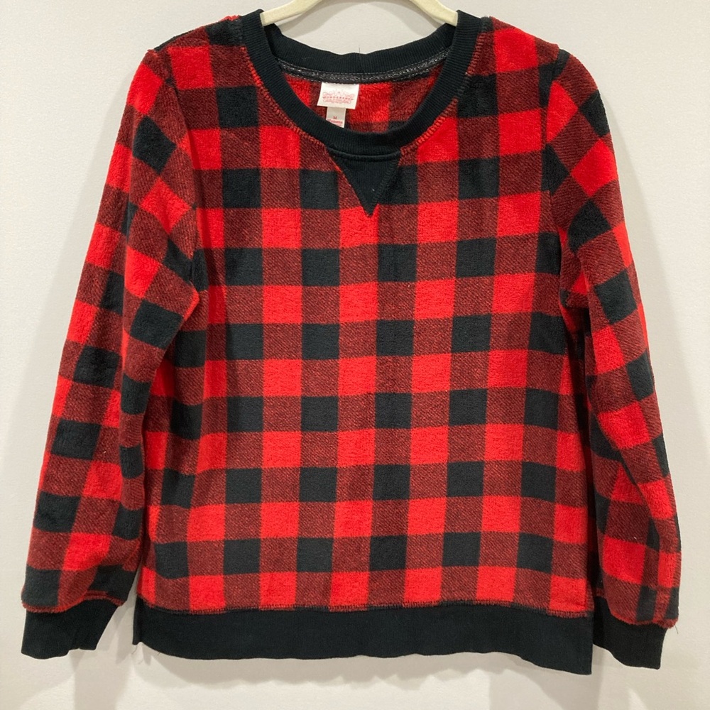 Wondershop Red and Black Plaid Fleece Pajama Top Medium